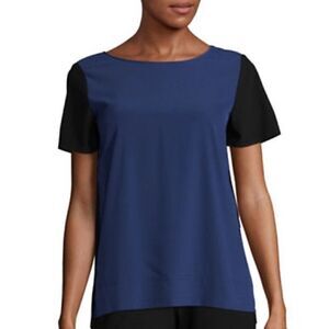 Jones New York Hi-Lo Combo Tee-FRENCH BLUE-Small